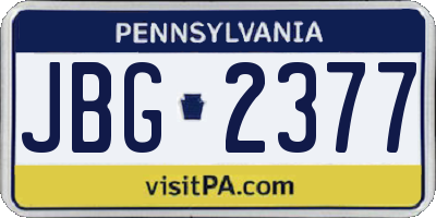 PA license plate JBG2377
