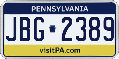 PA license plate JBG2389