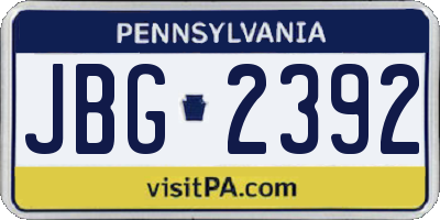 PA license plate JBG2392