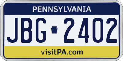 PA license plate JBG2402