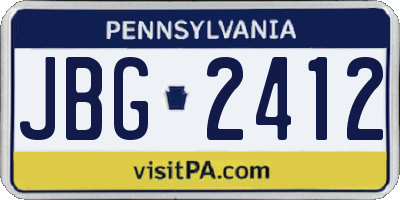 PA license plate JBG2412