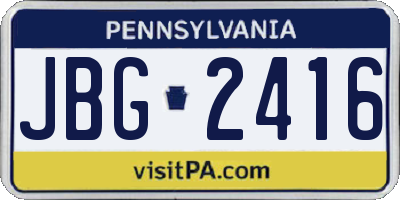 PA license plate JBG2416