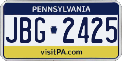 PA license plate JBG2425