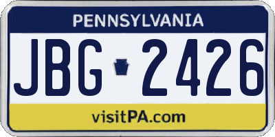 PA license plate JBG2426
