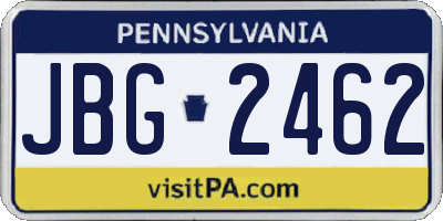 PA license plate JBG2462