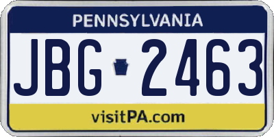 PA license plate JBG2463