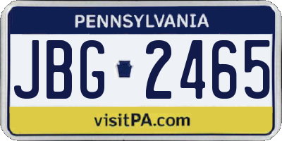 PA license plate JBG2465