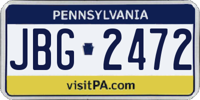 PA license plate JBG2472