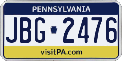 PA license plate JBG2476