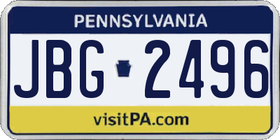 PA license plate JBG2496