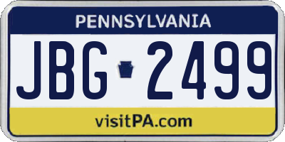 PA license plate JBG2499
