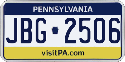 PA license plate JBG2506