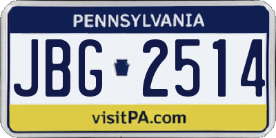 PA license plate JBG2514