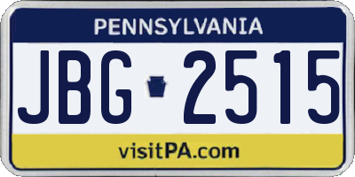PA license plate JBG2515