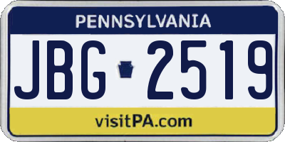 PA license plate JBG2519