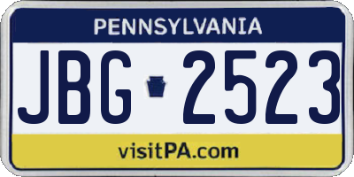 PA license plate JBG2523