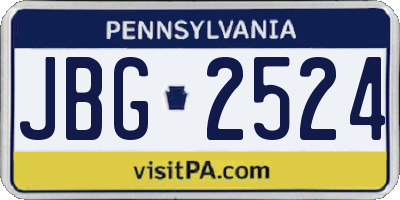 PA license plate JBG2524
