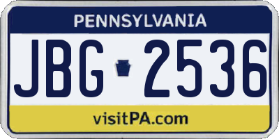 PA license plate JBG2536