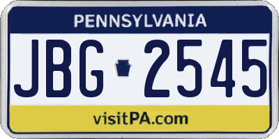 PA license plate JBG2545