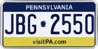 PA license plate JBG2550