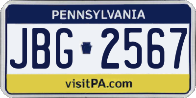 PA license plate JBG2567