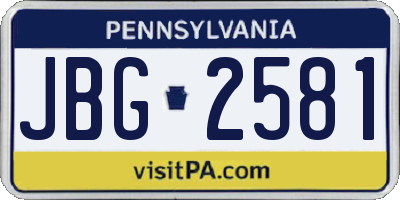 PA license plate JBG2581