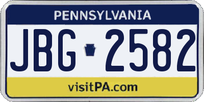 PA license plate JBG2582