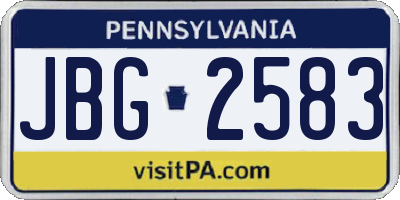 PA license plate JBG2583
