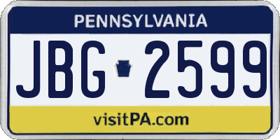 PA license plate JBG2599