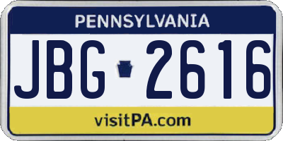 PA license plate JBG2616