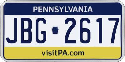 PA license plate JBG2617