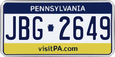 PA license plate JBG2649