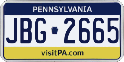 PA license plate JBG2665