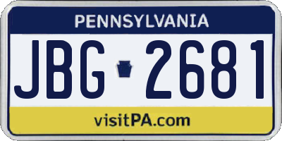 PA license plate JBG2681