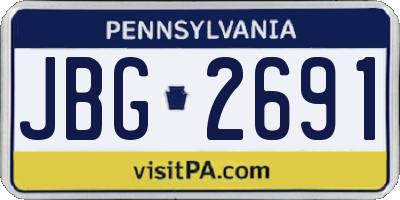 PA license plate JBG2691