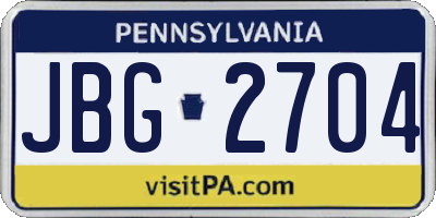 PA license plate JBG2704
