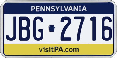 PA license plate JBG2716