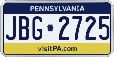 PA license plate JBG2725