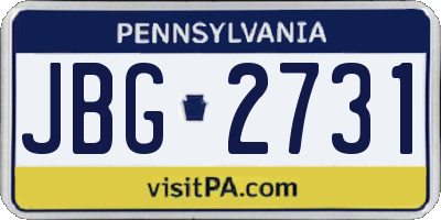 PA license plate JBG2731