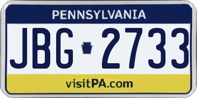 PA license plate JBG2733