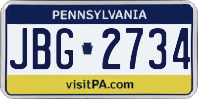 PA license plate JBG2734