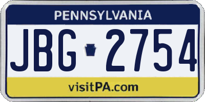 PA license plate JBG2754