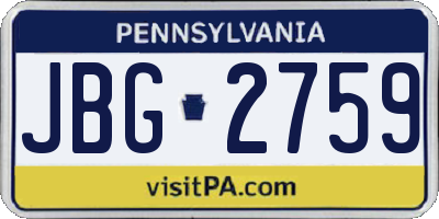 PA license plate JBG2759