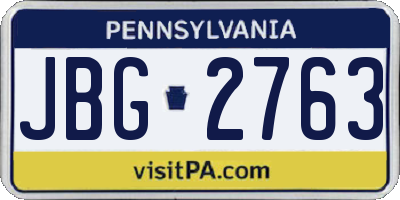 PA license plate JBG2763