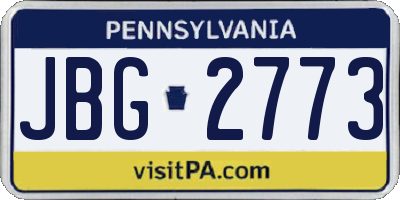 PA license plate JBG2773