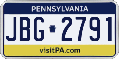 PA license plate JBG2791