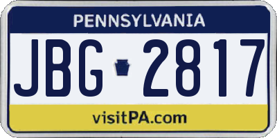 PA license plate JBG2817