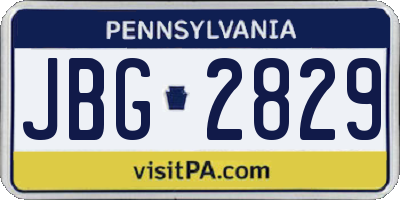 PA license plate JBG2829