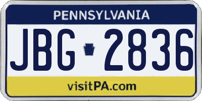 PA license plate JBG2836