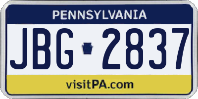 PA license plate JBG2837
